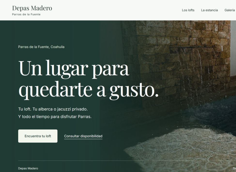 Página de inicio de Depas Madero